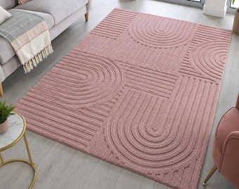 Hand getufteter abstrakter Teppich-rosa Wollteppich texturierter Flor Wohn- & Schlafzimmer Anpassbarer Teppich
