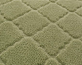 Hand getufteter Biotischer Grüner Wollteppich Geometrisches Diamanten-Muster Moderner Teppich Handgemacht Skandinavisch Wohnzimmer Schlafzimmer Teppich