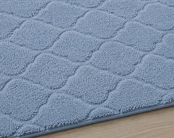 Hand getufteter Denim-blauer Teppich-moderner Rauten-Muster-Teppich strukturierter skandinavischer Wohnzimmer-Schlafzimmer-Teppich