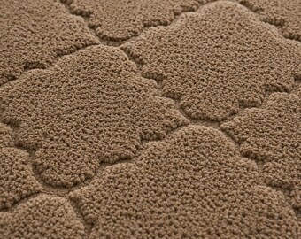 Handgetufteter Taupe Wollteppich Geometrische Rauten-Muster Moderne Teppiche Skandinavische Dekoration