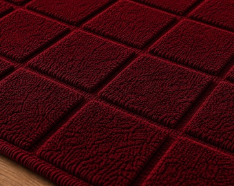 Handgetufteter Wollroter Teppich Karierter moderner Großflächenteppich Wohn- & Schlafzimmer Anpassbare Teppiche