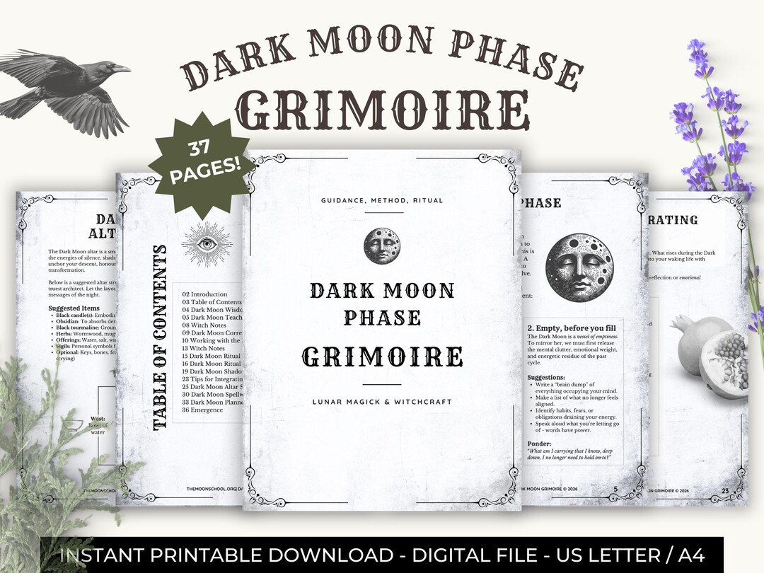Shaodw Ritual Dark Moon Grimoire | Shadow Work Guide, Dark Moon Rituals, Release ...