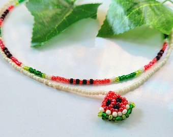 Set di collana girocollo con perline a forma di anguria, gioielli con ciondoli a tema frutta estiva, regalo per amanti del cibo, accessorio per festival in spiaggia.