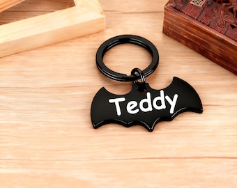 Bat Shape Engraved Dog Id Tag: Custom Stainless Steel Cat Name Tags For Dogs