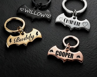 Bat-Shaped Engraved Dog Id Tag: Custom Stainless Steel Name Tags For Dogs