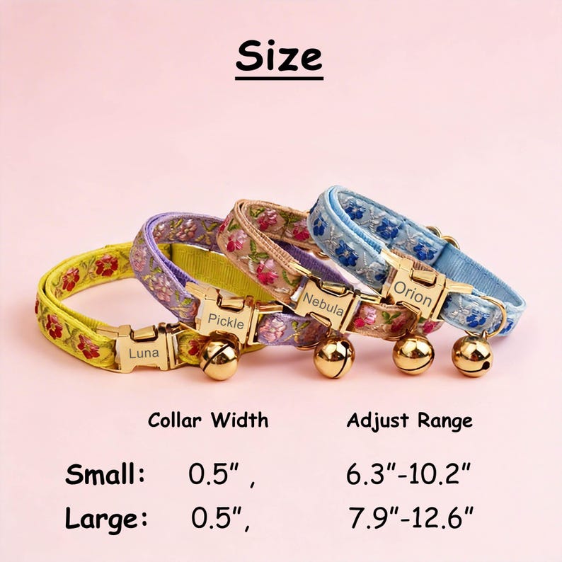 Custom Webbing Cat Name Collar, Personalized Adjustable Safety Kitten Collar, Durable Nylon image 14