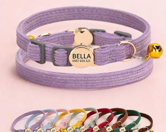 Custom Corduroy Cat Collar Gift For Pet Mom,Personalized Puppy Collars Gift