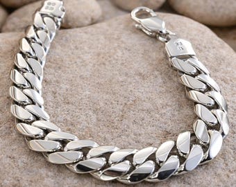 Cuban Link Bracelet Sterling Silver Bracelet Gift for Him