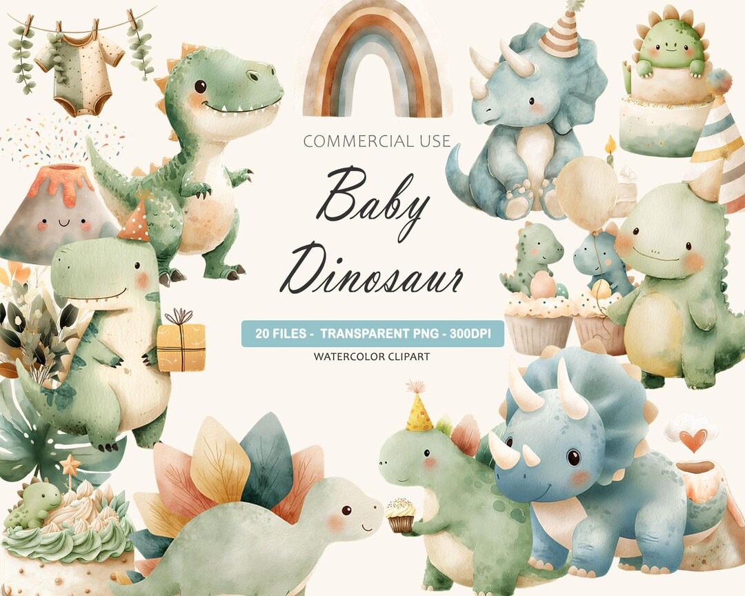 Make Baby Shower Invitations Fast Baby Dinosaur Clipart PNG Watercolor ...