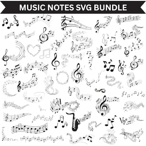 Noten-Svg-Bundle: Musikliebhaber, Gitarre, Blaskapelle, digitale Dateien (Instant Download)