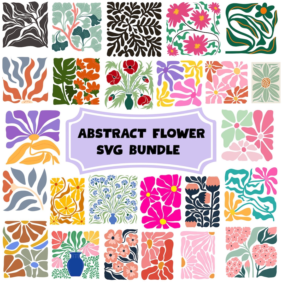 Abstract Flower SVG Bundle: Boho Floral Clipart, Digital Files(instant ...