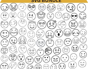 Emoji SVG Bundle, 85+ Fun Emoji Icons (Digital Cut File)