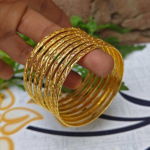 18k Gold Plated Indian Bangle Set Of 7, Handmade Jewelry, Gift For Her
