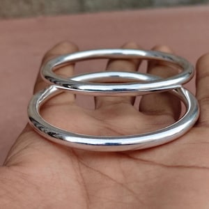Brazalete de plata esterlina maciza, hecho a mano y de gran peso: estilo indio Kada para joyería unisex y bohemia.