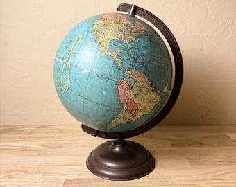 Vintage George Cram Universal Globe 10.5 Inch Mid Century World Atlas Desk Decor