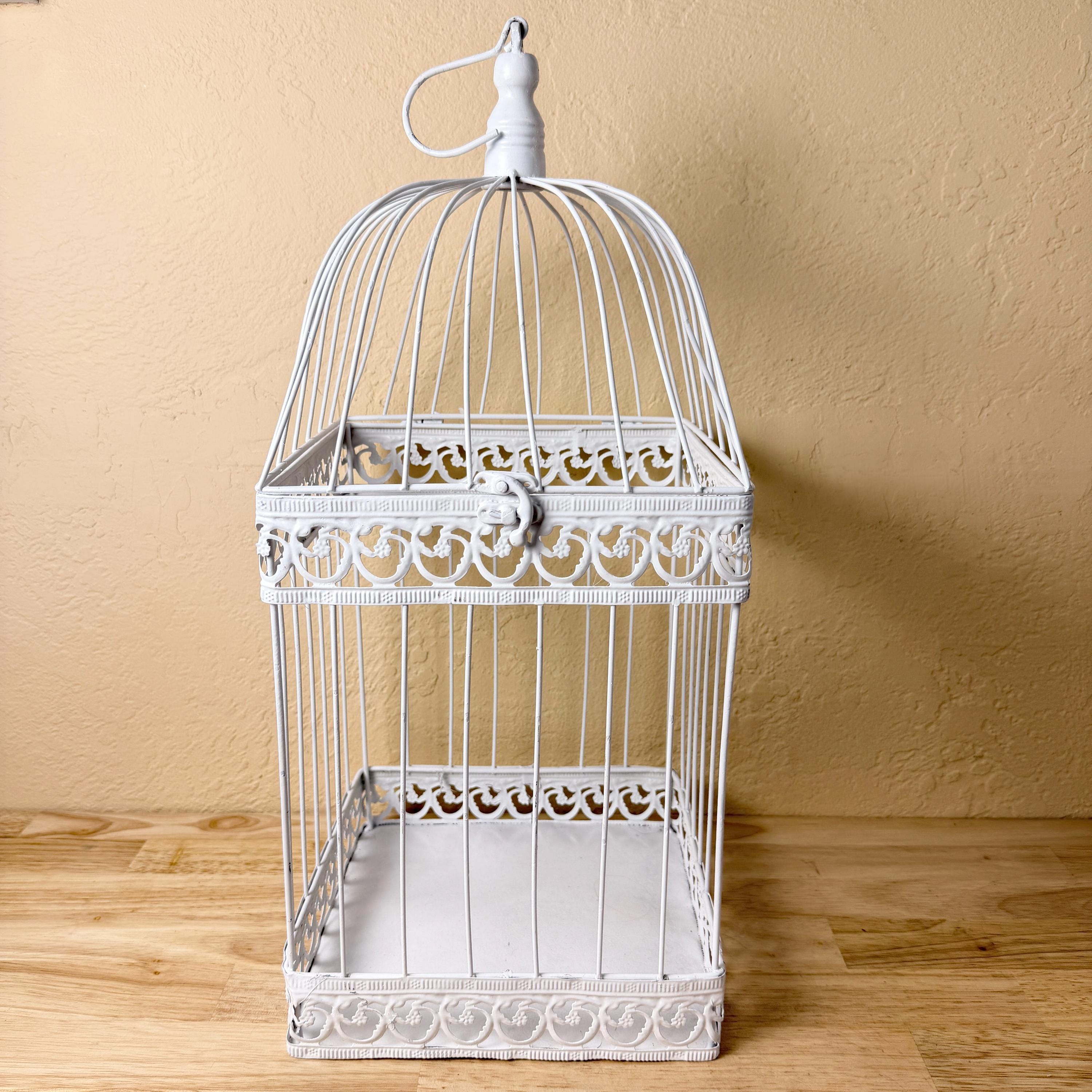 Vintage White Metal Birdcage Shabby Chic French Country