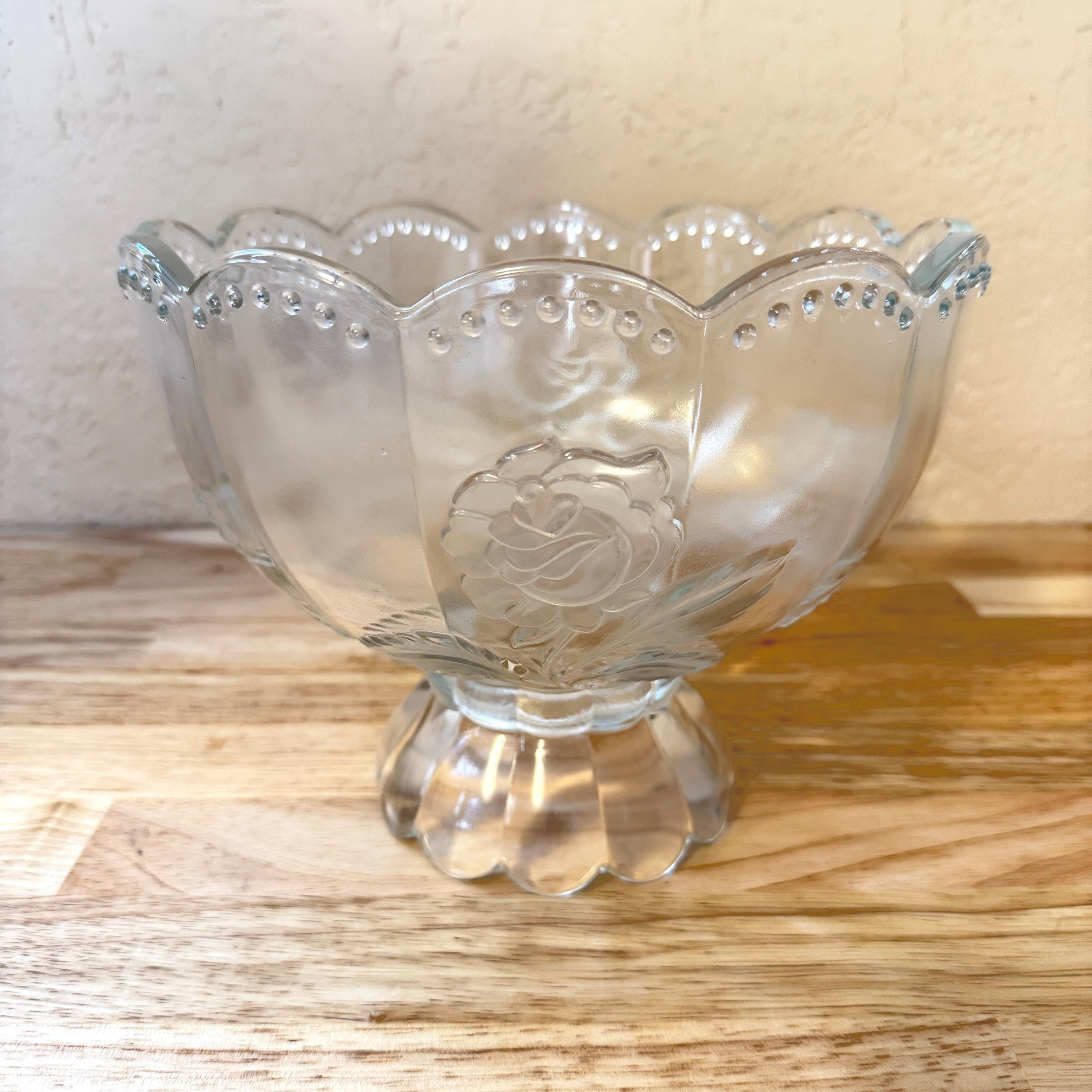 Vintage Crystal Rose Bowl - Etsy