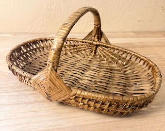 Vintage Woven God’s Eye Basket Tray With Handle Rustic Boho Farmhouse Decor