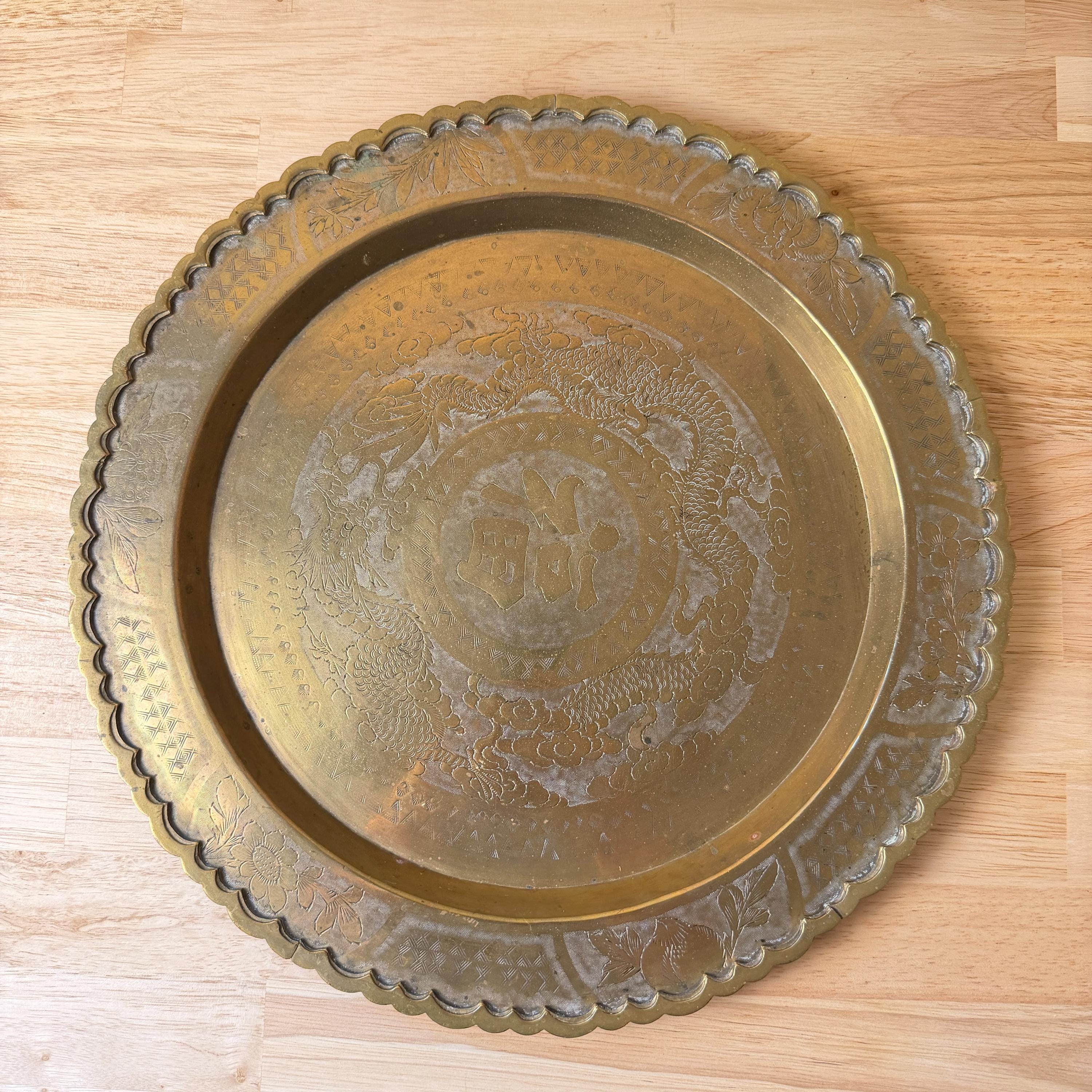 Large Brass Asian Tray - Etsy display picture 1