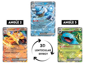 3Dレンチキュラーポスター | ポケモンカード | ポケモンポスター | リザードン | カメックス | フシギバナ | ゲームルーム装飾