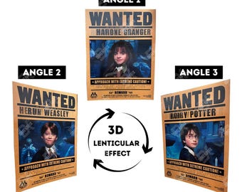 3Dレンチキュラーポスター | ハリー・ポッターポスター | ロン・ウィーズリー、ハーマイオニー・グレンジャー | 魔法使い映画ポスター