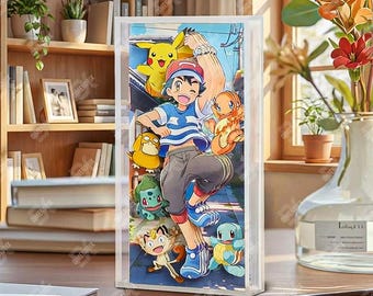3DペーパーアートアクリルポケモンカードブロックDIY | 手作りレイヤードペーパーアートディスプレイ | マグネットデザイン | ゲームルームデスクデコレーション