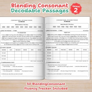 Brani decodificabili con gruppi consonantici / Strumento di monitoraggio della fluidità e della comprensione / Classe seconda / PDF stampabile