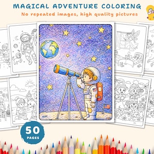 Magical Adventure Color Pages for Kids, Easy Creative Explorer Coloring Book