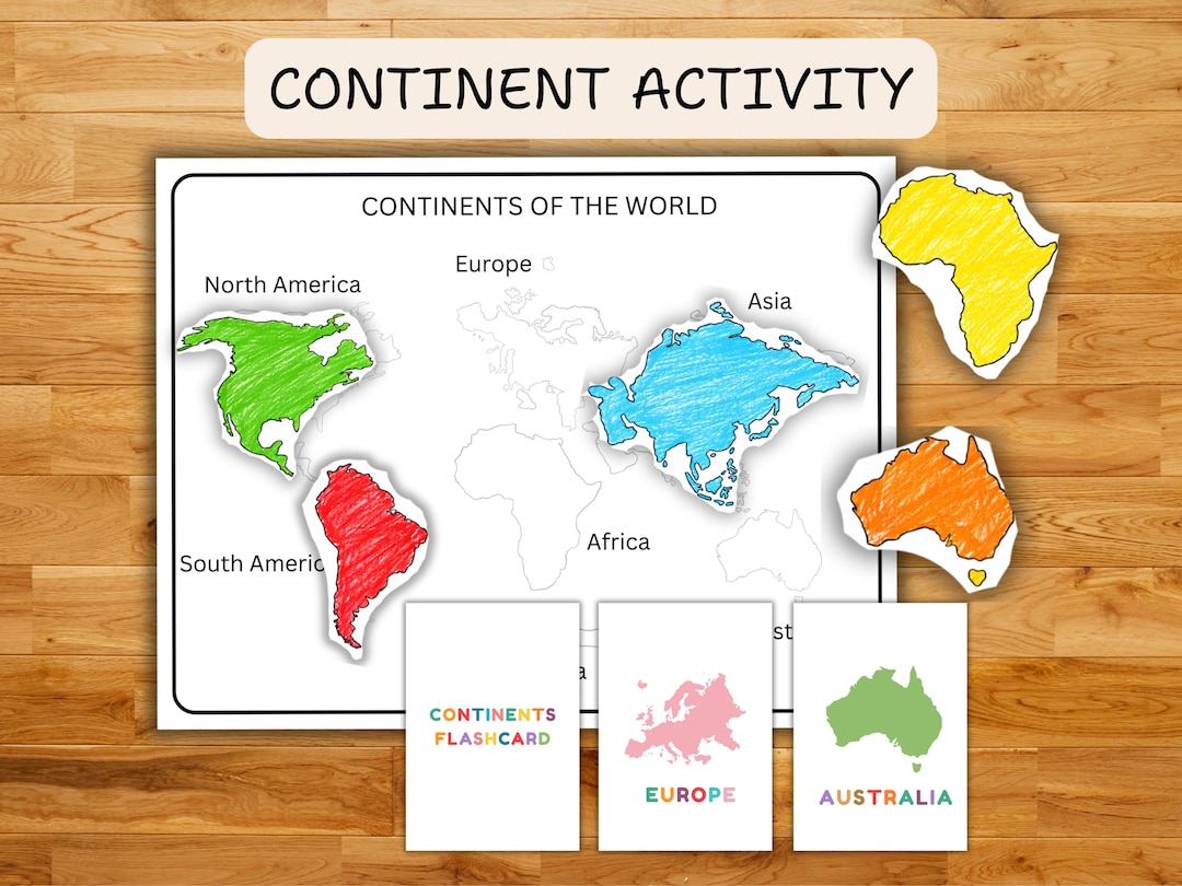 Continent Flashcards for Kids, World Geography Cards, Cut and Paste ...