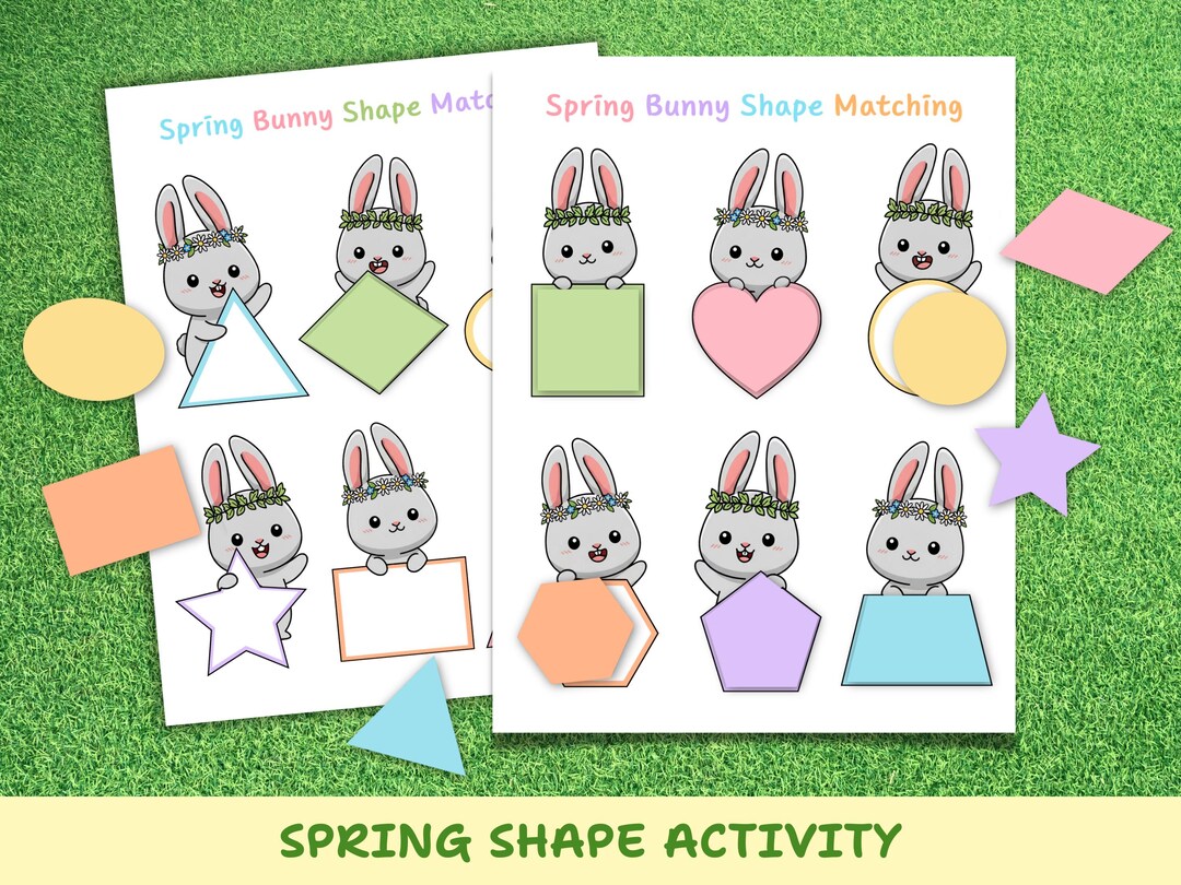 Spring Shape Matching Activity Preschool, Bunny Shapes Recognition ...
