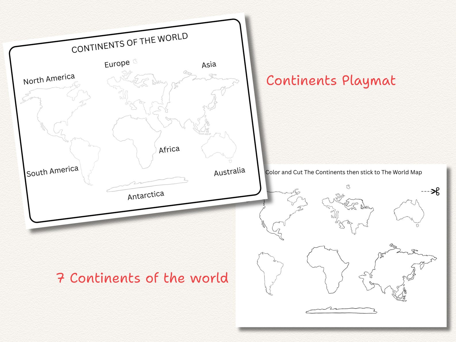 Continent Flashcards for Kids, World Geography Cards, Cut and Paste ...