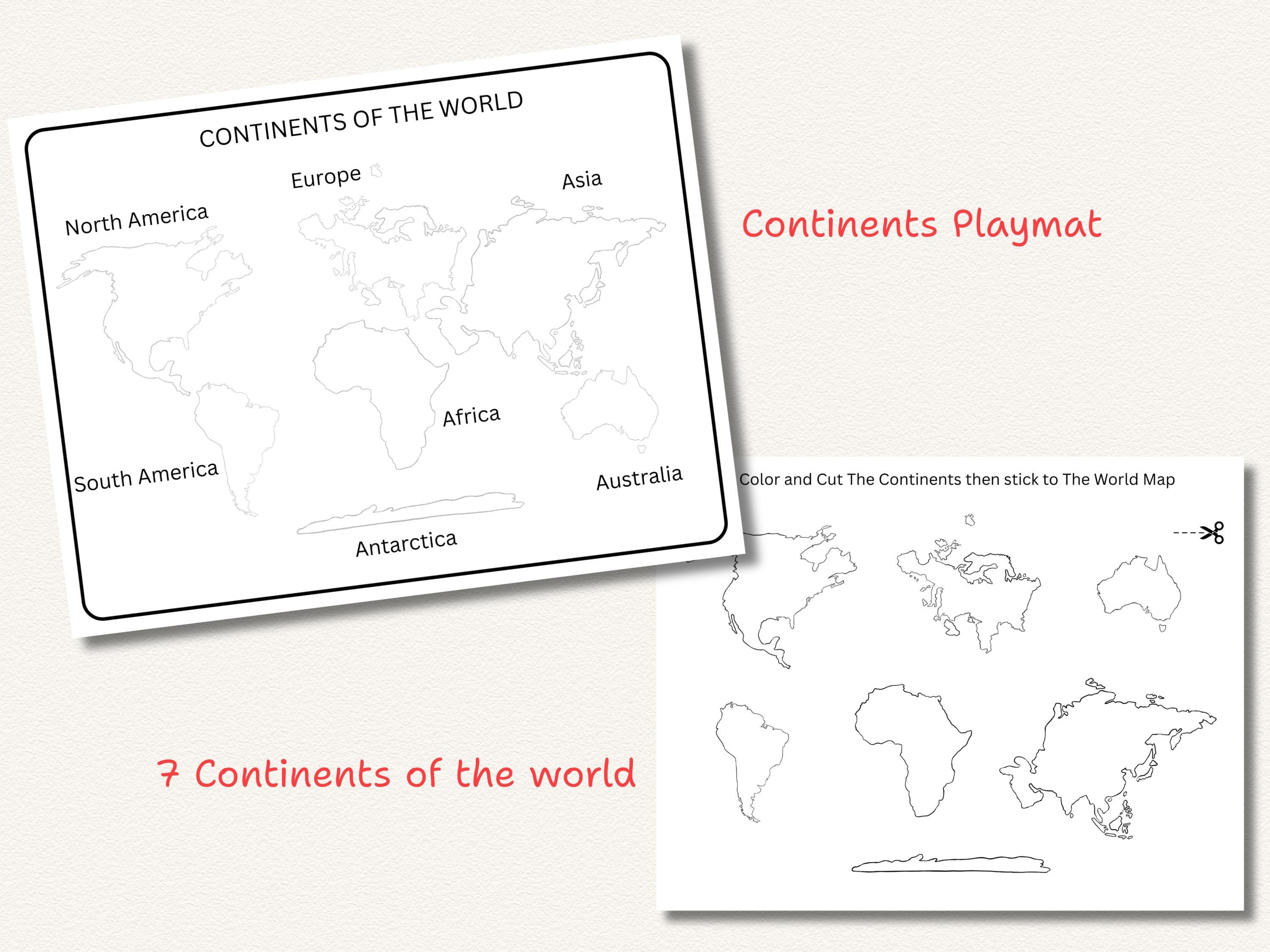 Continent Flashcards for Kids, World Geography Cards, Cut and Paste ...