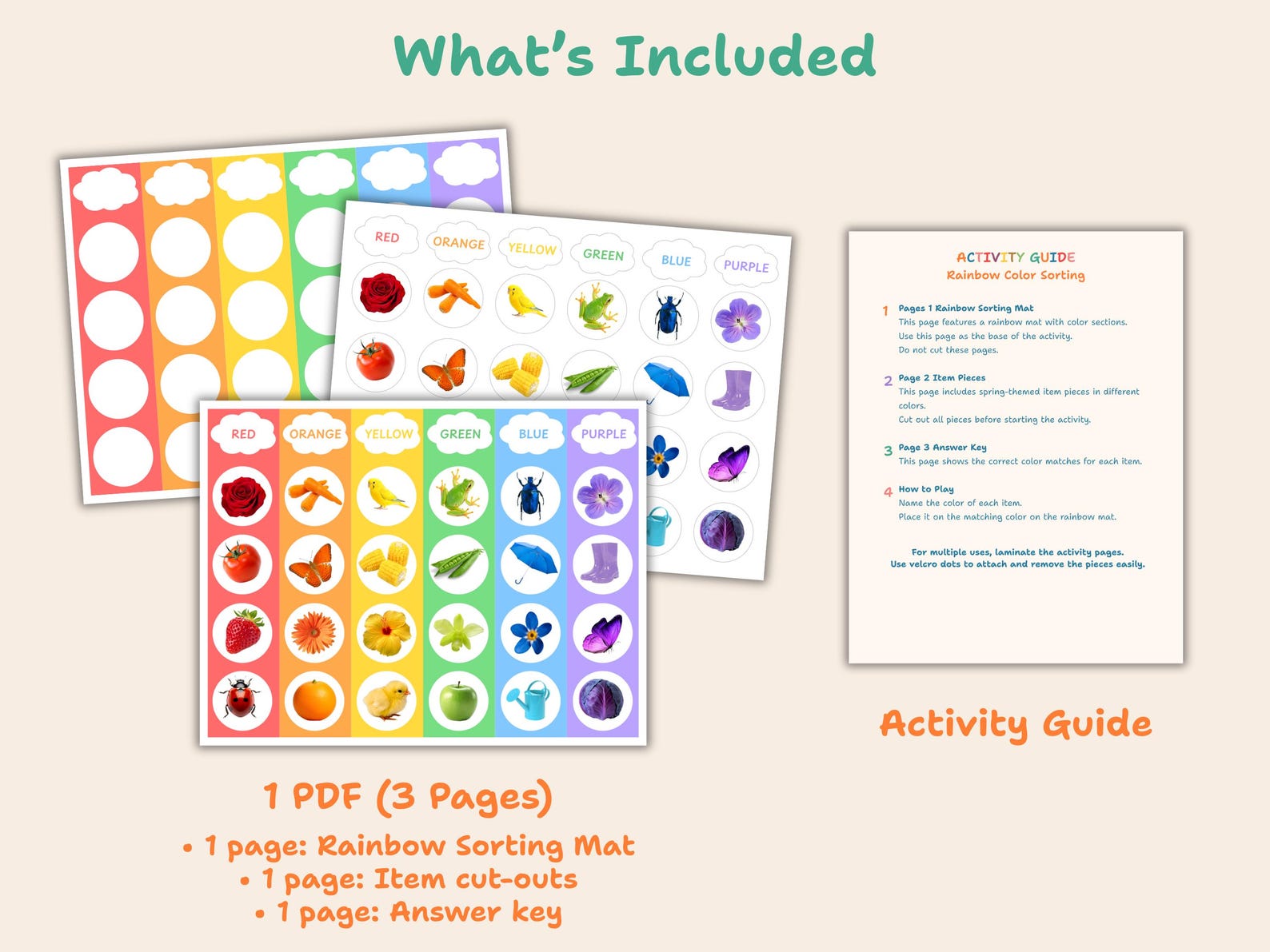 Spring Rainbow Color Sorting Activity for Preschool, Color Matching ...