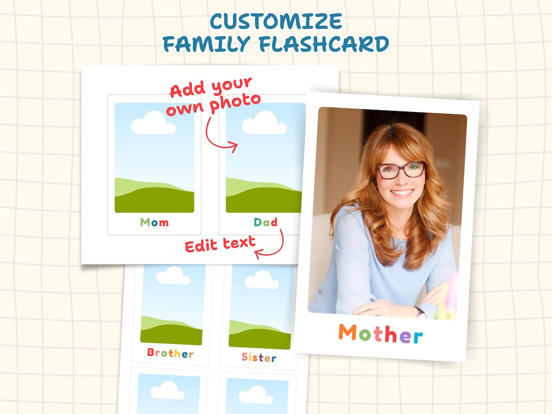 Editable Family Flashcards Canva Template, Custom Family Member Cards ...