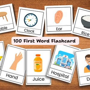 100 First Word Flashcards for Toddlers, Speech Language Learning (PDF Download)