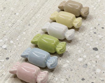 Tirador de cajón de cerámica colorido: Tirador de armario moderno con forma de caramelo, decoración para habitaciones infantiles