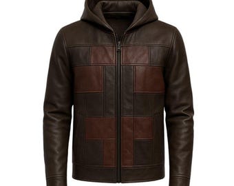 Herren Black & Brown Lederjacke Vintage Style Reißverschluss Mantel