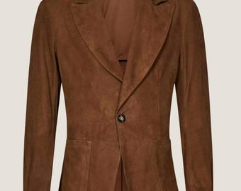 Brown Suede Blazer for Men | Vintage Style Tailored Jacket | Fall Fashion Coat