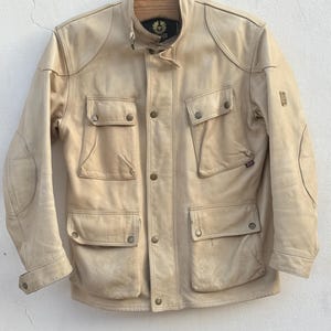 Authentieke BELSTAFF PANTHER Pearl Cream Era Vintage leren jas, maat L