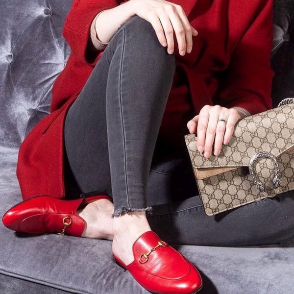 Authentic gucci princetown size 8 us. 38eu  sandals loafers red leather clogs mules women