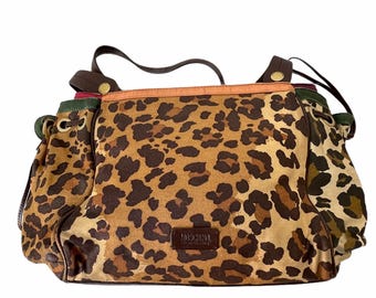 Moschino tote bag Panther women vintage handbag shoulderbag vintage rare  authentic Moschino italy luxury bag leather and polyester bag