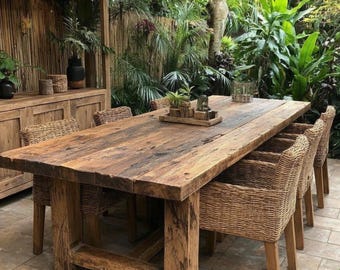 Handmade Rustic Walnut Table, Custom Live Edge Dining Furniture, Modern Farmhouse Kitchen Table Design