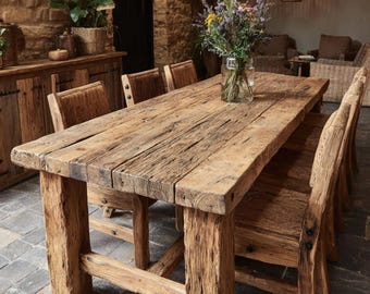 Custom Live Edge Oak Dining Table, Handmade Farmhouse Furniture, Rustic Scandinavian Style