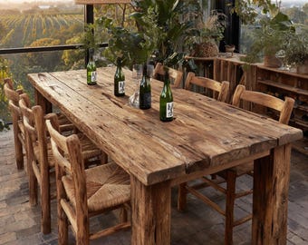Rustic Walnut Dining Table, Handmade Live Edge Kitchen Table, Custom Solid Wood Furniture Design