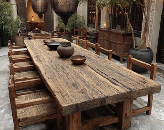 Live Edge Solid Walnut Dining Table, Handmade Rustic Kitchen Furniture, Custom Farmhouse Table