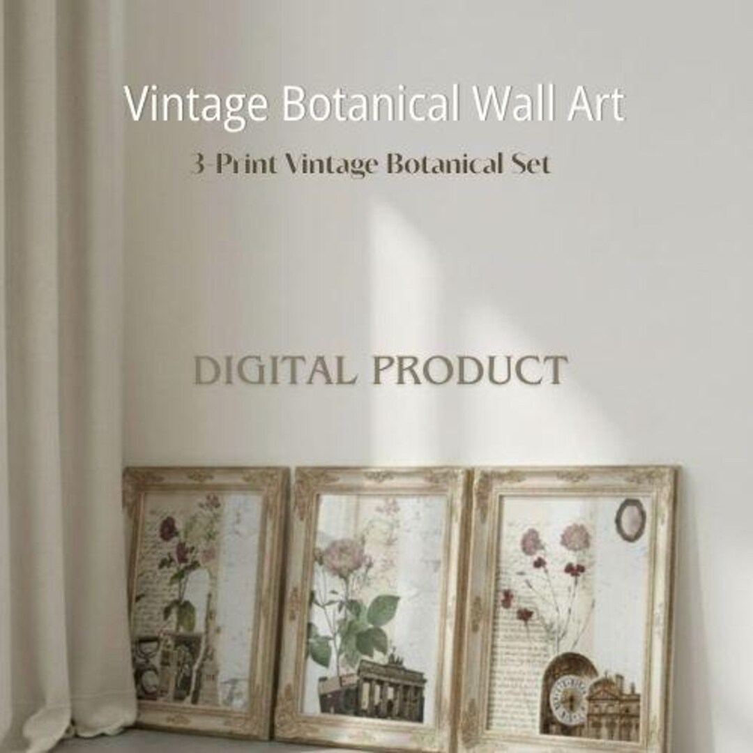Retro Botanical Printable Wall Art Set – 3 Digital Downloads – Vintage ...