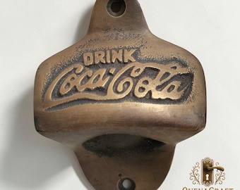 Coca Cola Flaschenöffner aus massivem Messing, antiker Messing-Bierkappenöffner, Bar-Werkzeug im Vintage-Stil, Retro Soda Sammler Barware
