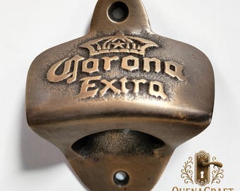 Corona Extra massiver Messing Flaschenöffner, antiker Messing Bierdeckelöffner, Vintage Bar Werkzeug, Retro Corona Barware Geschenk für Bierliebhaber