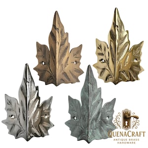 3.62" Solid Brass Maple Leaf Corner Protector, Furniture Corner Guard, Decorative Brass Hardware