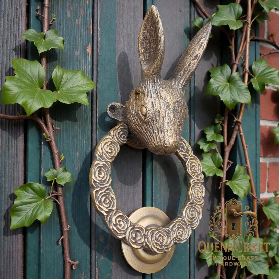 Door Frame Rabbits Vintage Solid Brass Bunny Rabbit Door Knocker, Detailed Animal Design ...